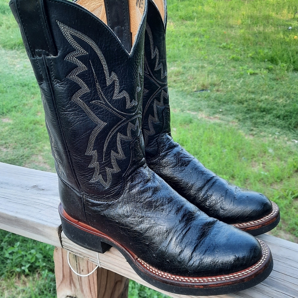 Justin Boots Black Cowboy & Western Boots Men's size 8 B or Women's size 10 - Picture 2 of 7